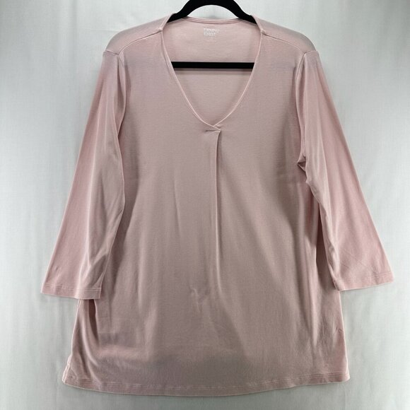 Lands' End Tops - Lands End Top Womens Sz M Supima Micro Modal 3/4 Sleeve Notch Neck Tunic Pink